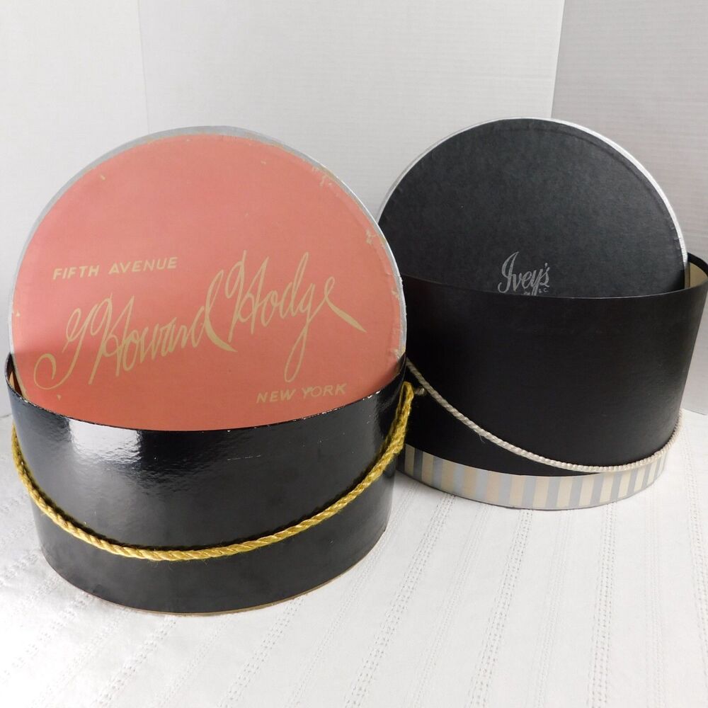 HAT BOX Lot of 2 Vintage, G Howard Hodge Fifth Avenue NY & Ivey's Greenville SC